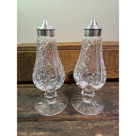 Waterford Crystal Vintage Salt & Pepper Shaker Set Married Lismore Glengariff - Picture 1 of 4